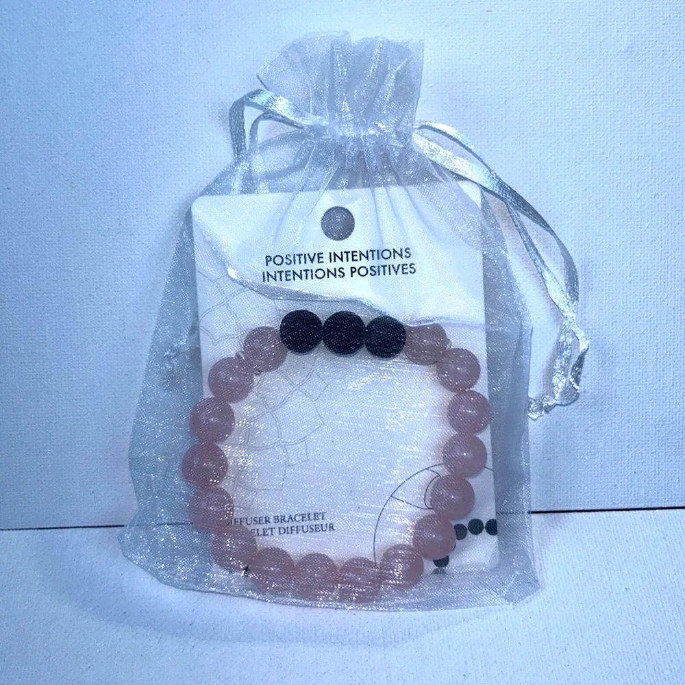 NWT Genuine Rose Quartz Gemstone Bead Aromatherapy Bracelet Positive Intentions